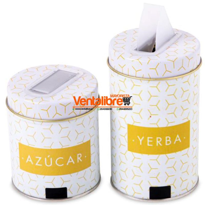 SET YERBERA Y AZUCARERA PREMIUM LATAS LITOGRAFIADAS VARIOS DISEÑOS - Imagen 5