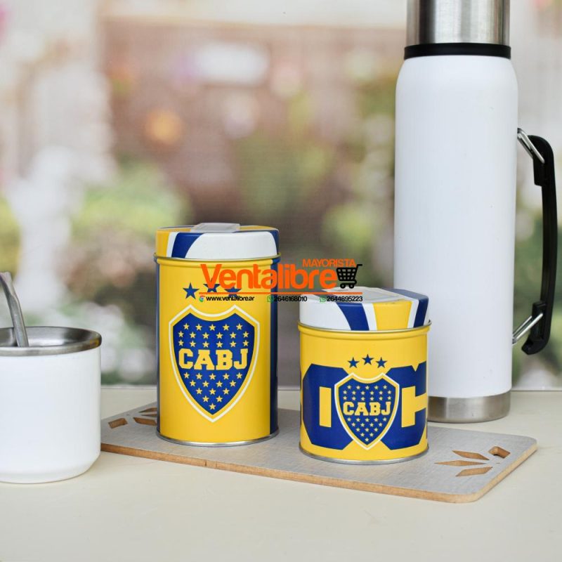 SET YERBERA Y AZUCARERA PREMIUM LATAS LITOGRAFIADAS BOCA Y RIVER - Imagen 5