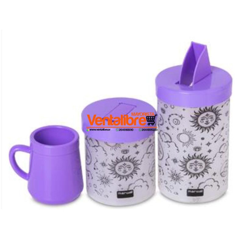 SET YERBERA Y AZUCARERA LITOGRAFIADA CON MATE VARIOS COLORES - Imagen 2