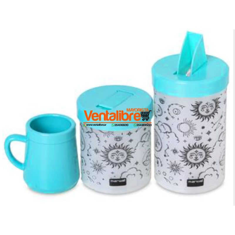SET YERBERA Y AZUCARERA LITOGRAFIADA CON MATE VARIOS COLORES - Imagen 3