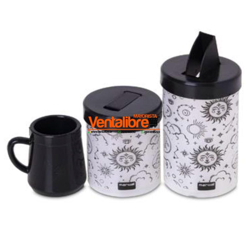 SET YERBERA Y AZUCARERA LITOGRAFIADA CON MATE VARIOS COLORES - Imagen 4