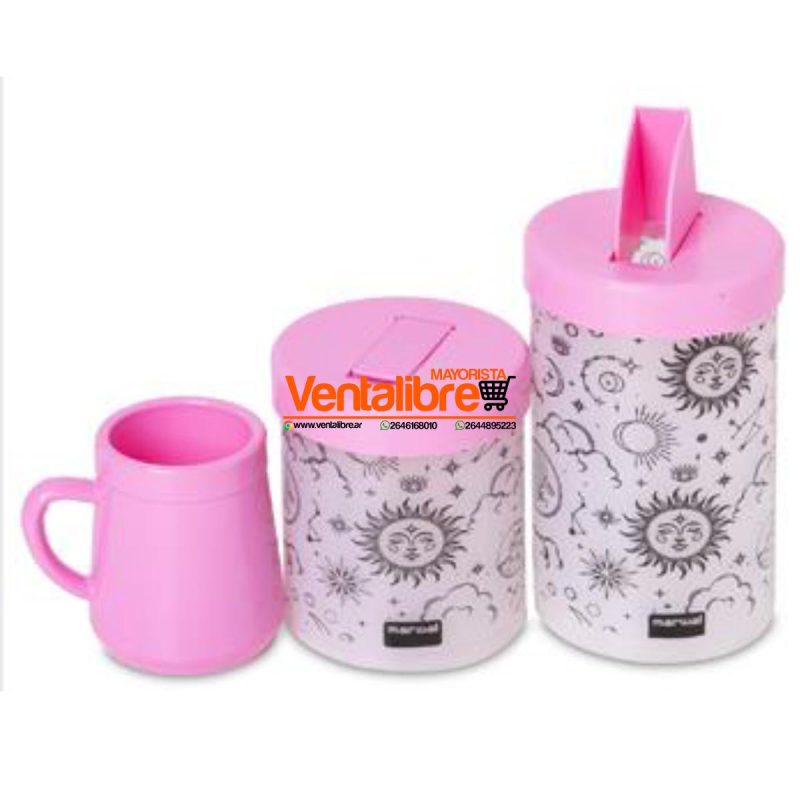 SET YERBERA Y AZUCARERA LITOGRAFIADA CON MATE VARIOS COLORES - Imagen 5