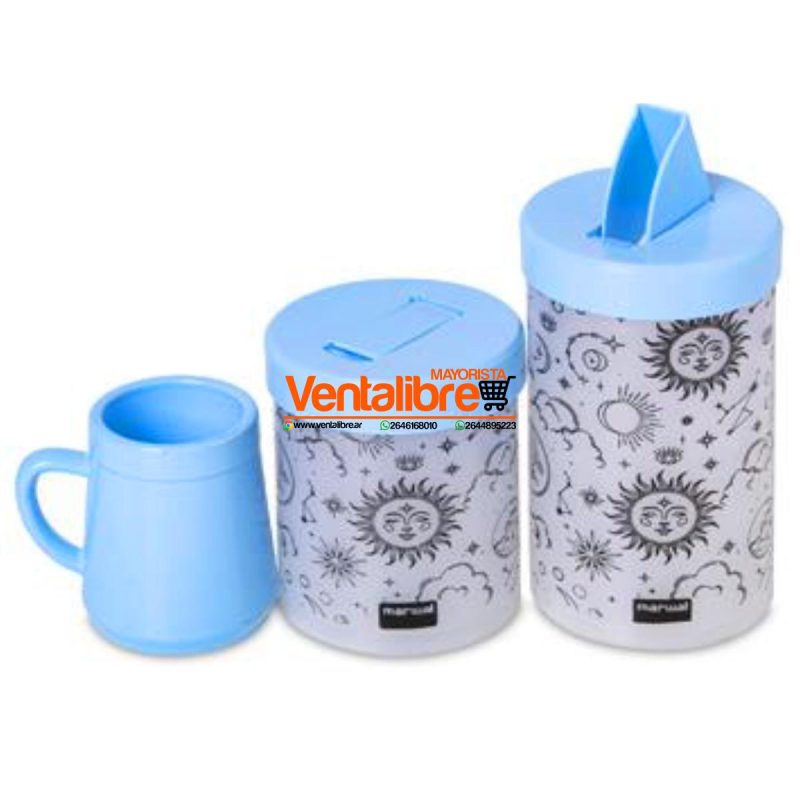 SET YERBERA Y AZUCARERA LITOGRAFIADA CON MATE VARIOS COLORES - Imagen 6