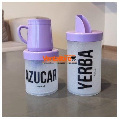 SET YERBERA Y AZUCARERA LITOGRAFIADA CON MATE VARIOS COLORES - Image 4