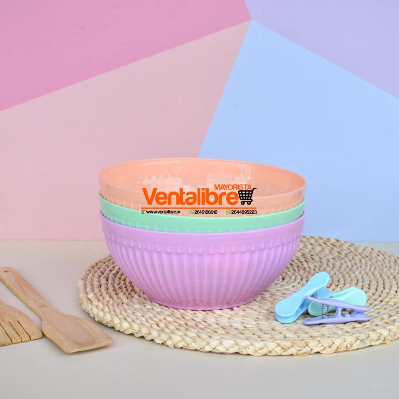 ENSALADERA GRANDE FACETADA VARIOS COLORES