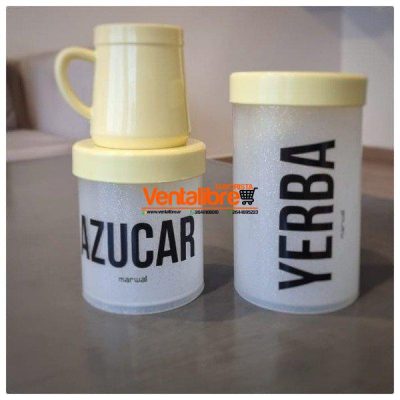 SET YERBERA Y AZUCARERA LITOGRAFIADA CON MATE VARIOS COLORES - Image 3