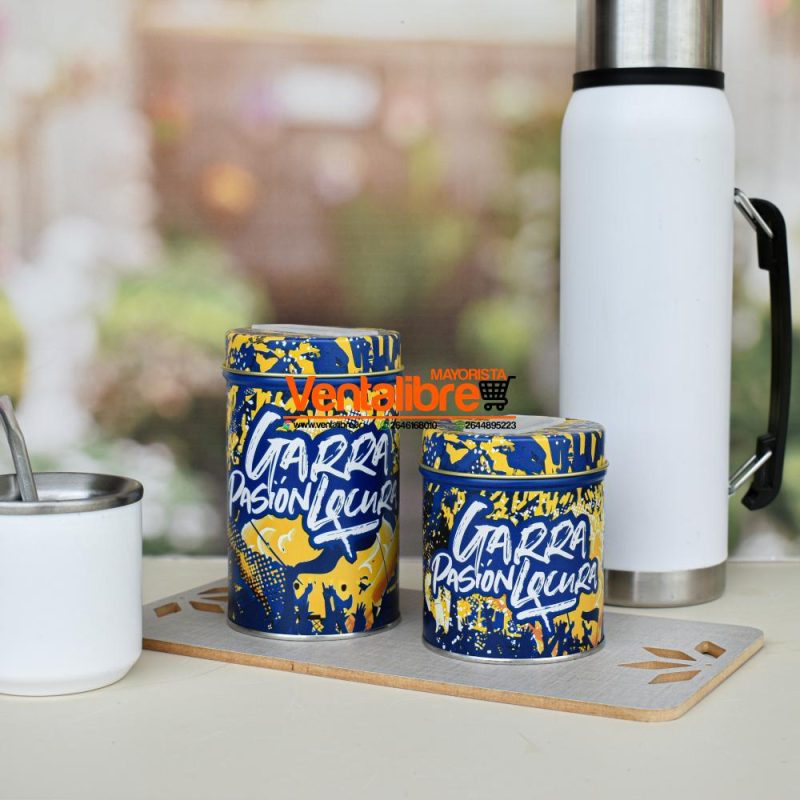 SET YERBERA Y AZUCARERA PREMIUM LATAS LITOGRAFIADAS BOCA Y RIVER - Imagen 3