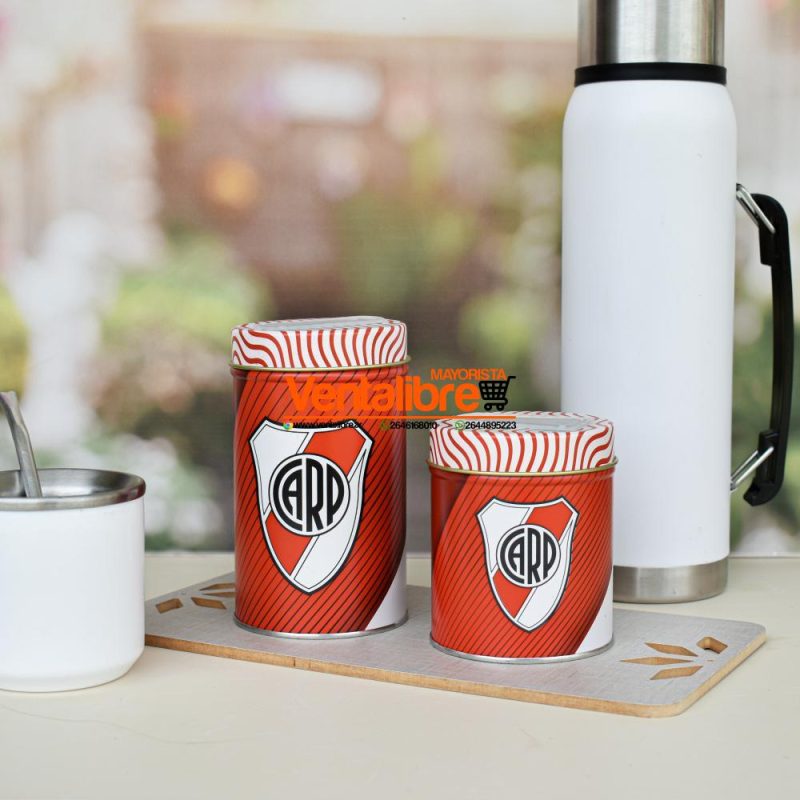 SET YERBERA Y AZUCARERA PREMIUM LATAS LITOGRAFIADAS BOCA Y RIVER - Imagen 2
