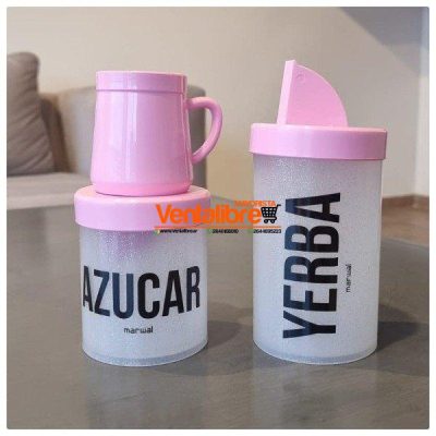 SET YERBERA Y AZUCARERA LITOGRAFIADA CON MATE VARIOS COLORES - Image 2