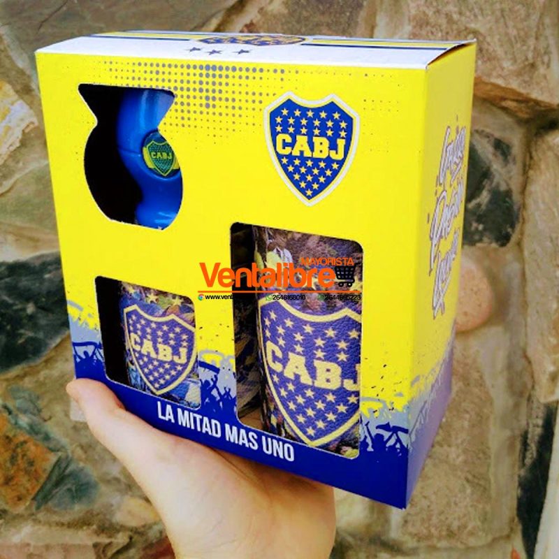 SET YERBERA AZUCARERA Y MATE PREMIUM LITOGRAFIADA BOCA JR. EN CAJA DE REGALO - Imagen 2