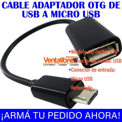 CABLE ADAPTADOR OTG USB A MICRO USB V8