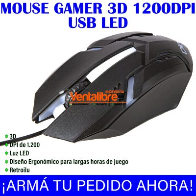 MOUSE GAMER 3D 1200DPI USB LED