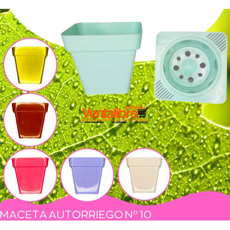 MACETAS N°10 AUTORRIEGO VARIOS COLORES - Imagen 2