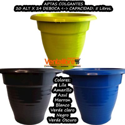 MACETAS PREMIUM EN COLORES SOPORTE PARA COLGANTES N°24