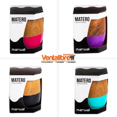 MATE PREMIUM DE MADERA PINTADA CON EMPAQUE VARIOS COLORES - Image 2