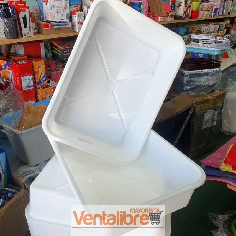 BATEA RECTANGULAR MEDIANA BLANCA 8 LTS. CALIDAD PREMIUM