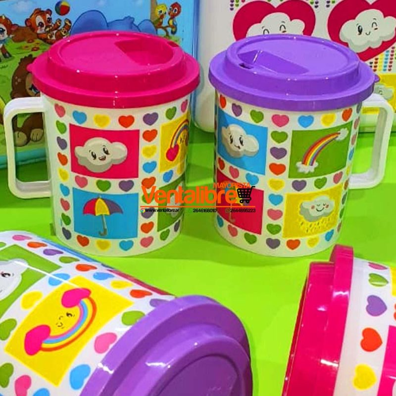 MAXI JARRO INFANTIL CON TAPA SORBITO DISEÑO ARCO IRIS