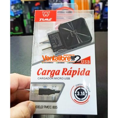 CARGADOR TIME 3.1A V8 RAPIDO + 2USB