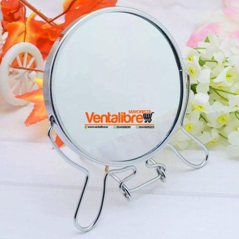 ESPEJO REVERSIBLE CON AUMENTO DOBLE FAZ TOCADOR BAÑO 7"