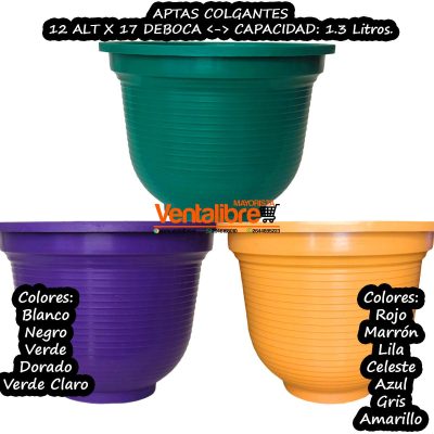 MACETAS PREMIUM EN COLORES SOPORTE PARA COLGANTES N°17