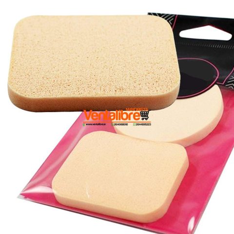 ESPONJAS PARA BASES DE MAQUILLAJES DOBLE PIEL COLOR NATURAL X 2 UNI.