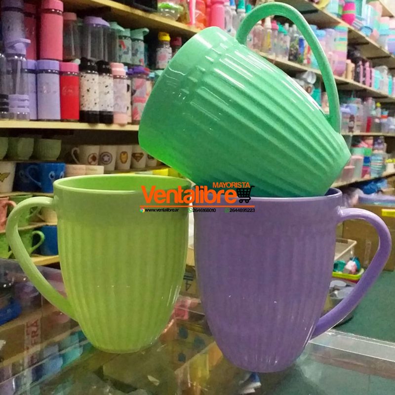 TAZAS ALTAS XL FACETADAS PLASTICAS COLORES VARIOS 350 CC.