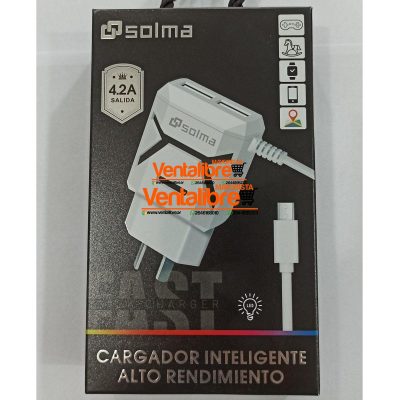 CARGADOR RAPIDO SOLMA 4.2A MICRO-V8+ 2U