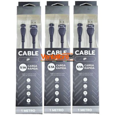 CABLES LIGHTNING REFORZADOS DE 1 METRO 5.1AMP