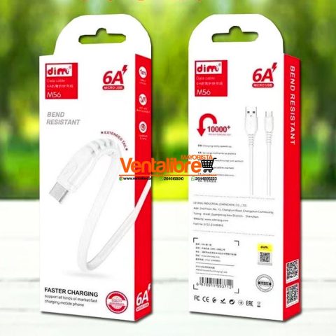 CABLE DE DATOS MICRO USB V8 CARGA RÁPIDA 6A