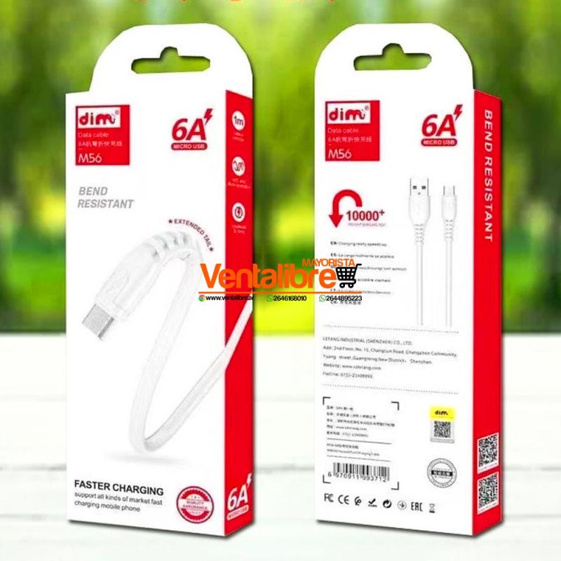 CABLE DE DATOS MICRO USB V8 CARGA RÁPIDA 6A