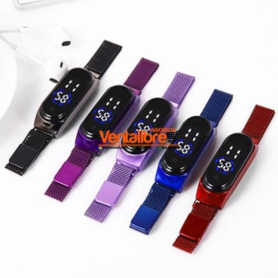 RELOJ DIGITAL PULSERA MALLA METAL