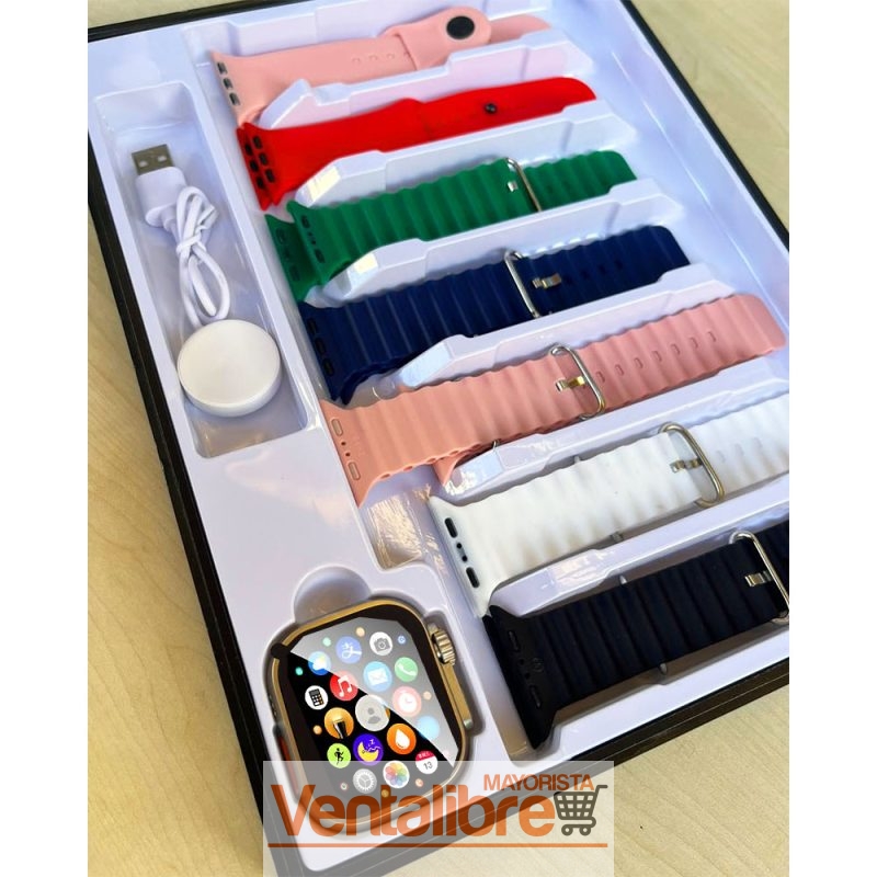 RELOJ SMART WATCH ULTRA 9 BIG 2.9 INFINITE DISPLAY CON 7 MALLAS