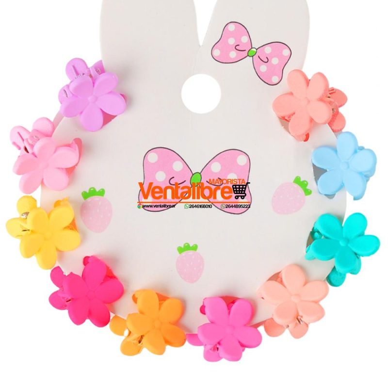 BROCHECITOS EN FORMA DE FLOR EXCELENTE CALIDAD X 10 UNI.