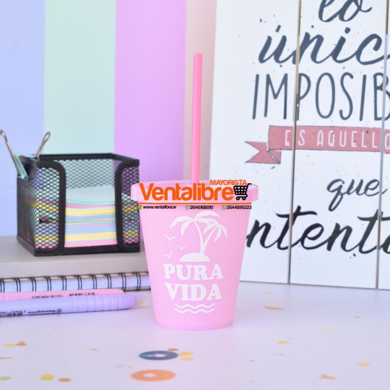 VASOS ESTAMPADOS CON TAPA Y SORBETE - Imagen 4