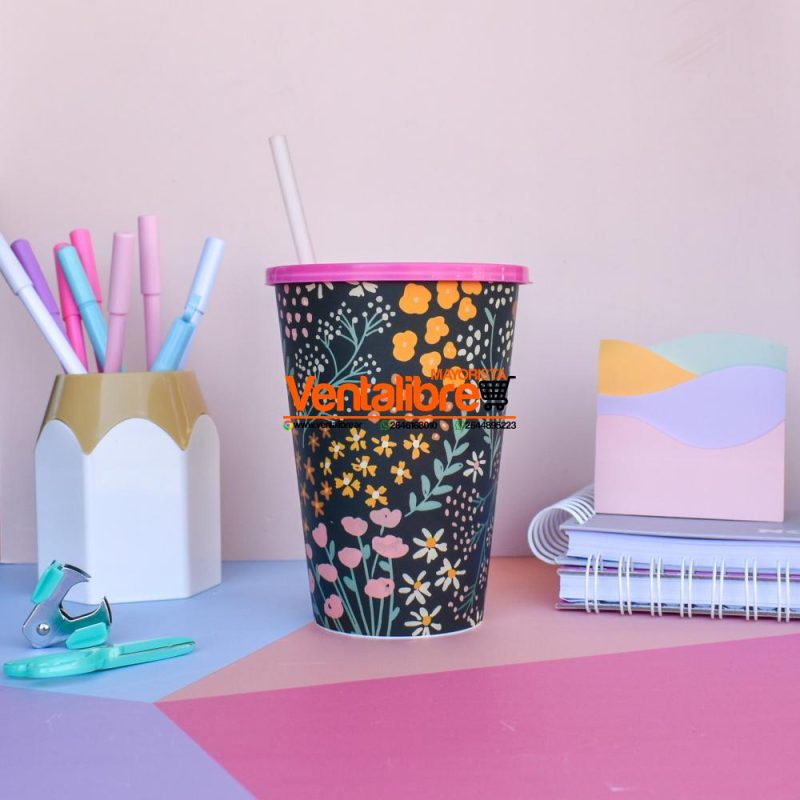 VASOS PREMIUM ESTAMPADOS CON TAPA Y SORBETE - Imagen 6