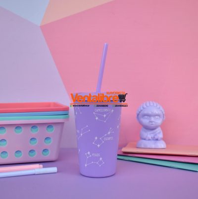 VASOS ESTAMPADOS CON TAPA Y SORBETE - Image 2