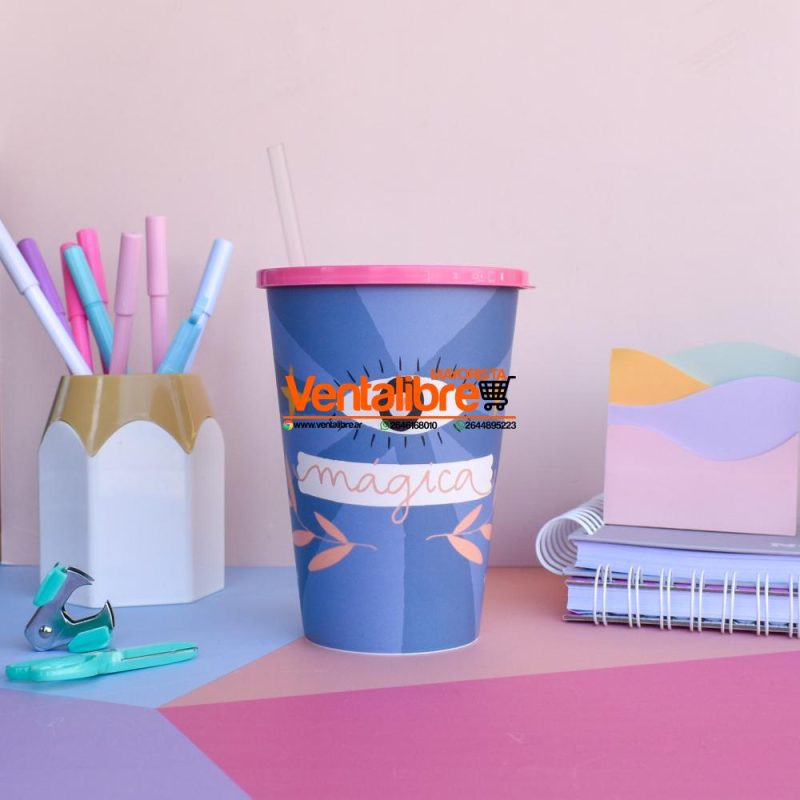 VASOS PREMIUM ESTAMPADOS CON TAPA Y SORBETE - Imagen 4