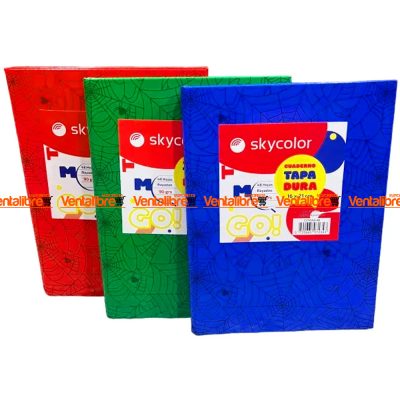 CUADERNO TAPA DURA DE 16 CM. X 21 CM. X 90 GS. X 48 HJS. RAYADO FORRADO AZUL Y ROJO