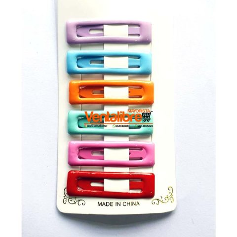 TRABAS TIC TAC RECTANGULAR VARIOS COLORES X 6 UNI.