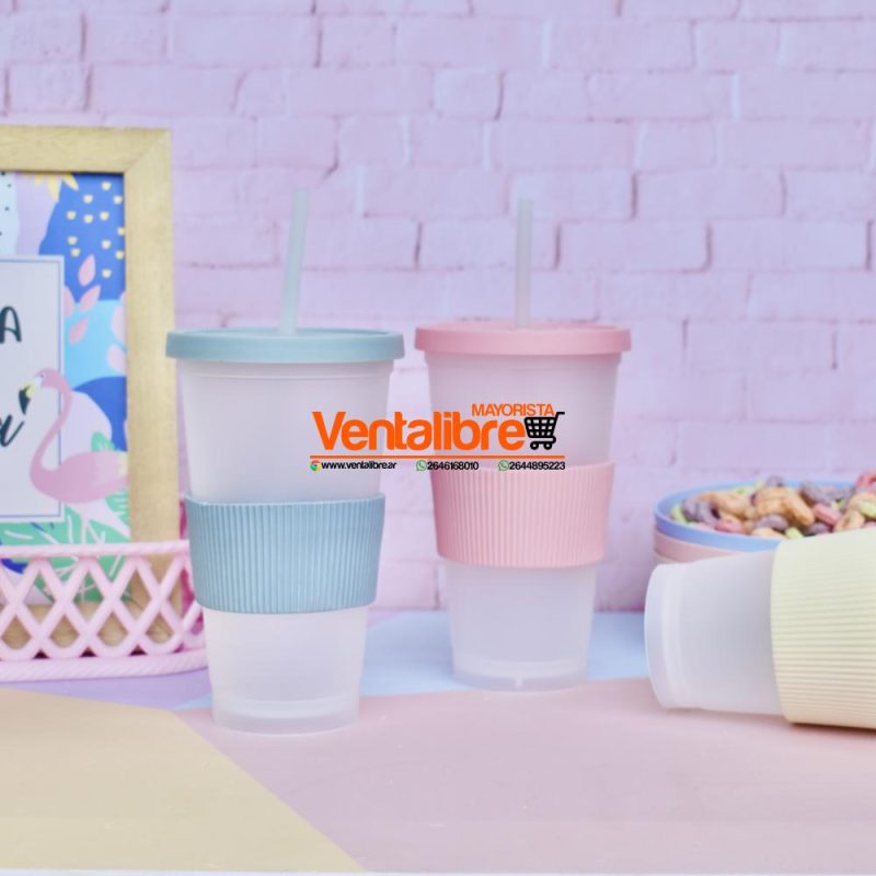 VASOS GRANDES CON TAPA Y SORBETE - Imagen 6