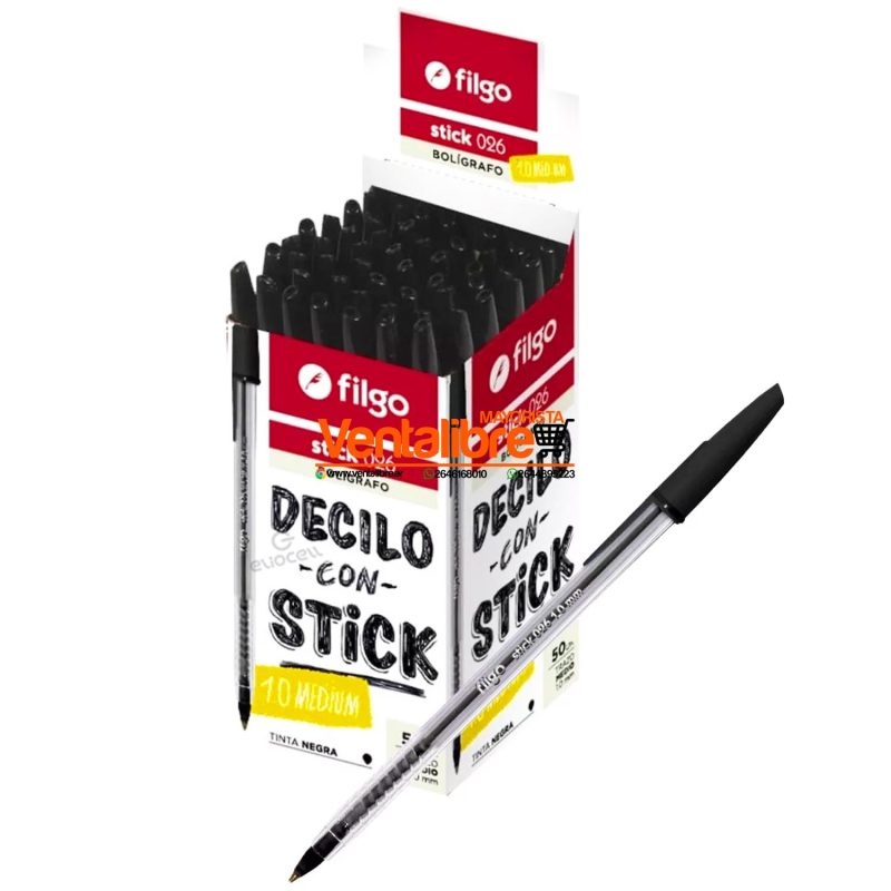 LAPICERA BOLIGRAFO FILGO STICK 1.0 NEGRO