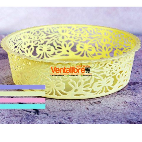 CANASTO CALADO REDONDO N°3  32 CM. X 9.5 CM. 4 COLORES PASTELES