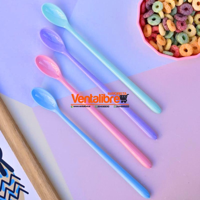 CUCHARAS LARGAS PACK X5 EN COLORES