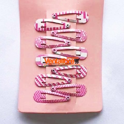 TRABAS TIC TAC 3 CM. CON MOTIVOS ROSAS X 10 UNI.