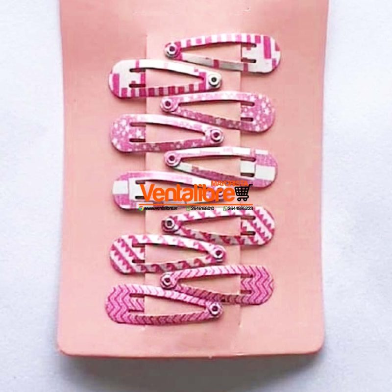TRABAS TIC TAC 3 CM. CON MOTIVOS ROSAS X 10 UNI.
