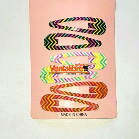 TRABAS TIC TAC 5 CM. CON RAYAS VARIOS COLORES X 6 UNI.