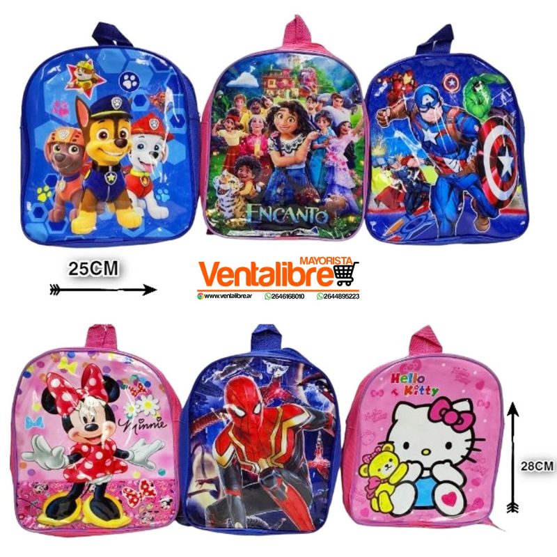 MOCHILA PARA JARDÍN CON PERSONAJES 23 X 20 X 10 CM.