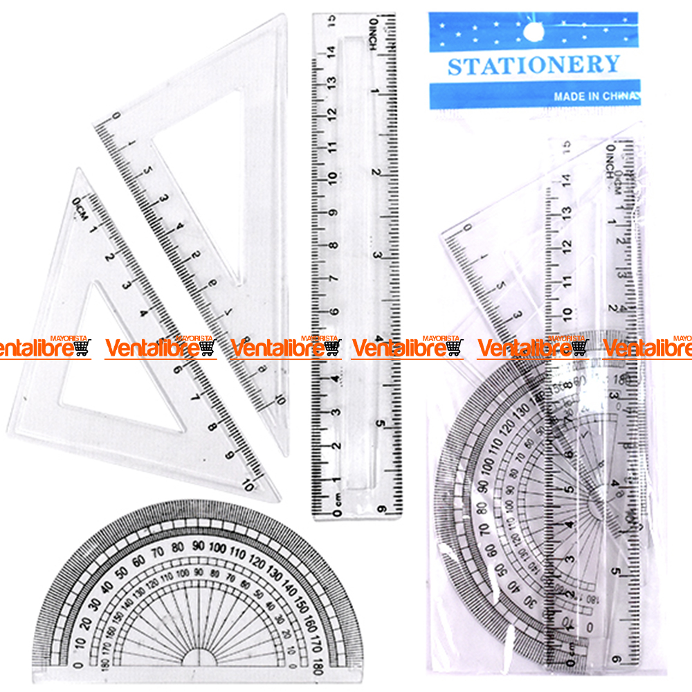 SET DE GEOMETRÍA CRISTAL DE 15 CM. BLÍSTER X 4 PIEZAS