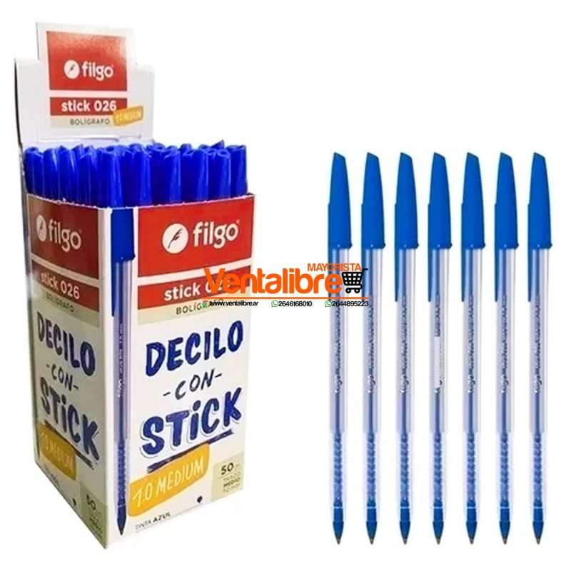 LAPICERA BOLIGRAFO FILGO STICK 1.0 AZUL
