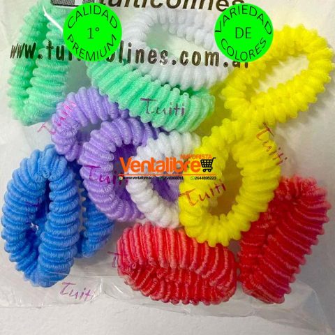 COLITAS GRANDES CON RULOS EN BOLSA X 12 UNI. VARIOS COLORES